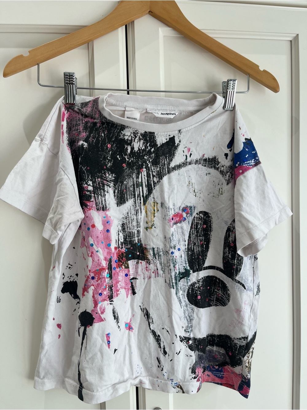 Disney's Mickey Mouse splatter T-shirt by Desigual, size 11-12